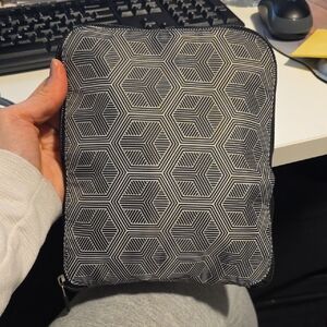 RUME Geometric Patterned Black and White Travel Duffel Bag